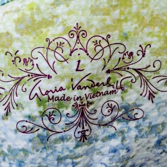 GLORIA VANDERBILT*SHORT SLEEVE TOP*BLUES & GREENS*WOMEN SIZE L*NWOT. - Picture 5 of 6